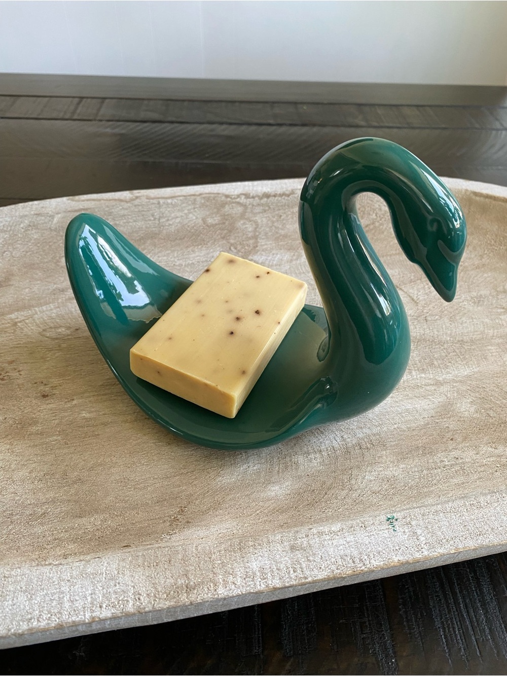 Ceramic Swan Decorative Bowl in Teal - Home Art